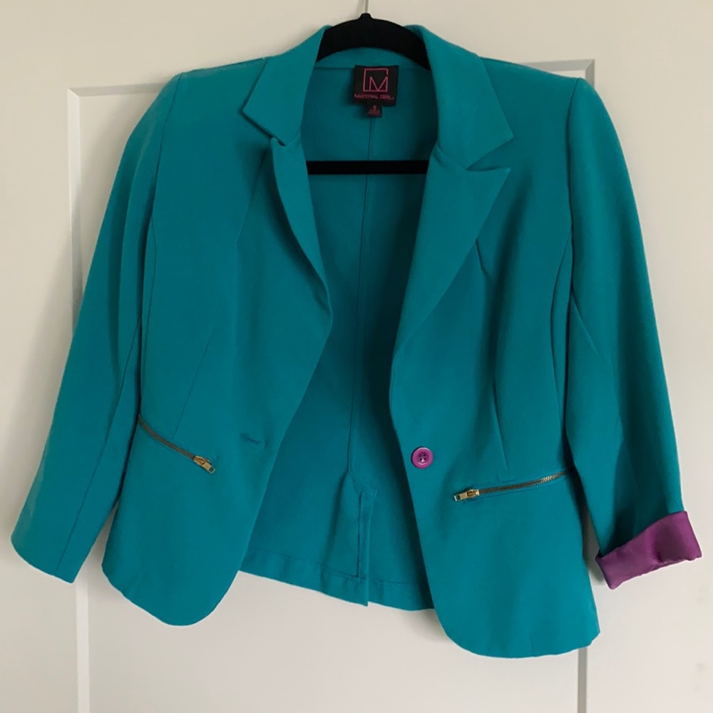 Teal color blazer jacket. Good condition. Material girl brand size small